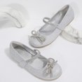thumbnail image 6 of Rexoro Girls' Mary Jane Flats Kids Sparkly Rhinestone Bow Dress Shoes Princess Girls Shoes for Wedding Party Silver 7 Toddler, 6 of 6