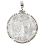 FIFI ROSE Moon Sun Goddess White Iridescent Mother Of Pearl Shell 925 Sterling Silver Pendant, 1 15/16"