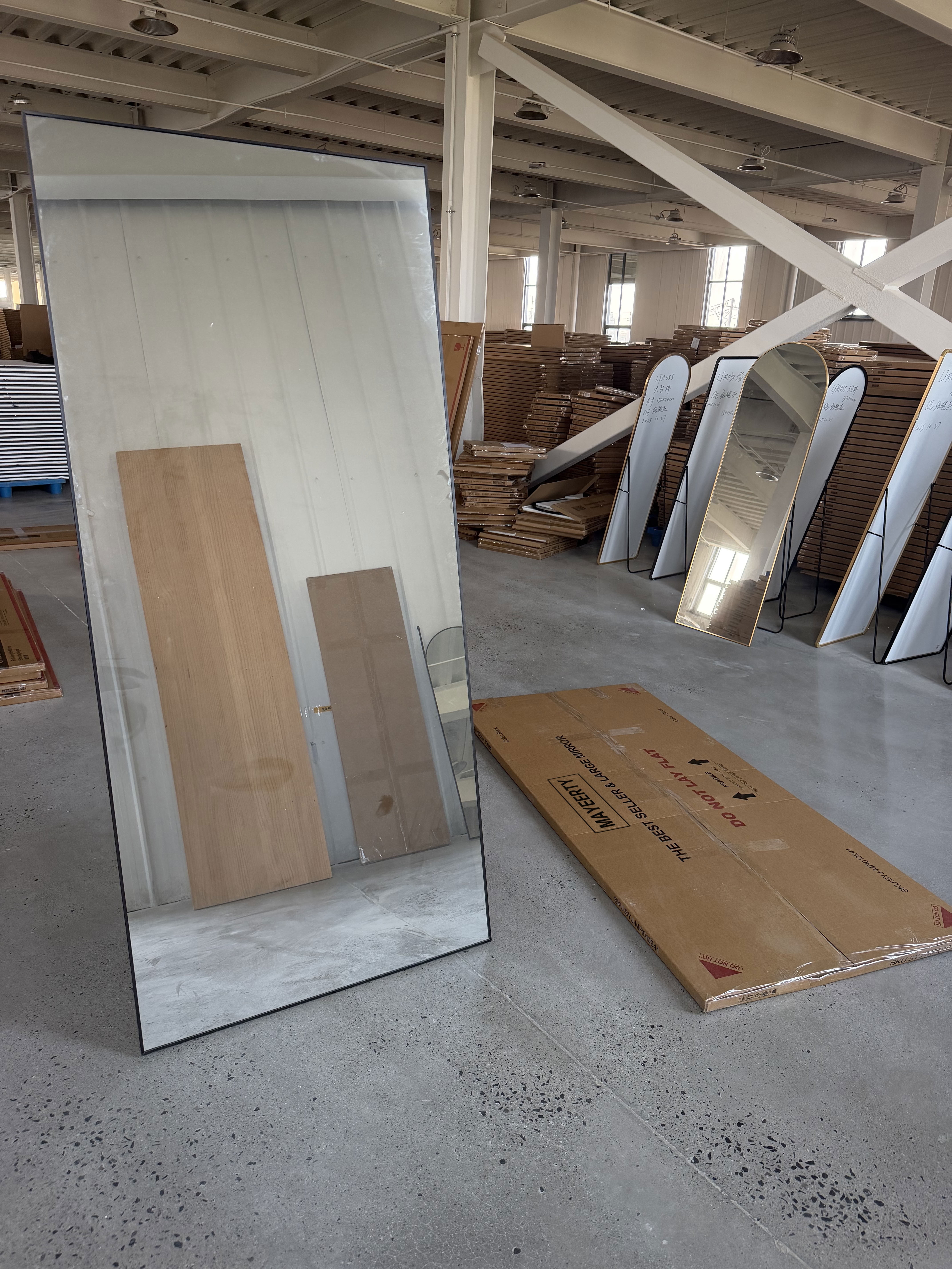 MAYEERTY 71"x32" Rectangle Oversized Full Length Mirror Floor Mirror with Bracket, Aluminium Alloy Framed, Black