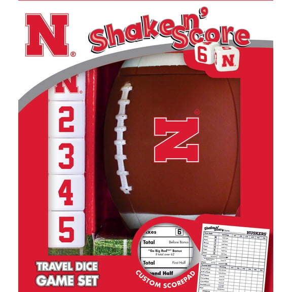 MasterPieces Officially Licensed NCAA Nebraska Cornhuskers Shake N' Score Dice Game for Age 6 and Up