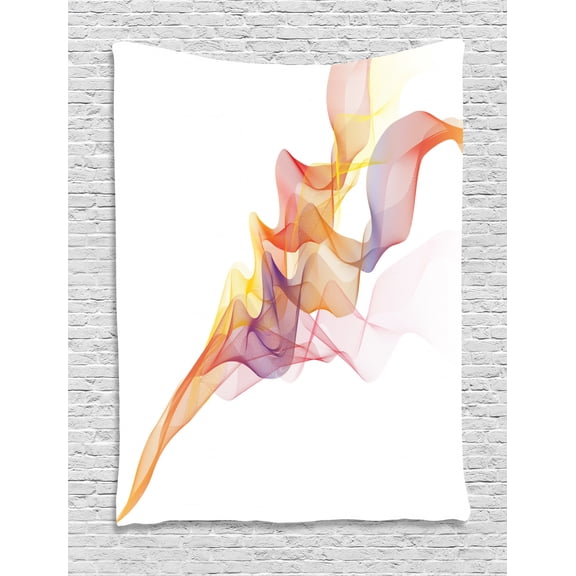 Smoke Tapestry, Digital Design Vapor Waves as Abstract Multicolored Smoke Figure with Series of Lines, Wall Hanging for Bedroom Living Room Dorm Decor, 40"W X 60"L, Multicolor, by Ambesonne