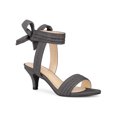 thumbnail image 1 of BLISSFUL STEP Women Open Toe Ankle Bow Tie Mid Heels Sandals Grey 10, 1 of 7