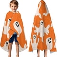 thumbnail image 3 of Orange Halloween Ghosts Hooded Bath Towel，60"x35" for Ages 3 To 12 Kids, Quick Dry Lightweight Soft Microfiber Hood Beach Towel Cover Up for Kids, 3 of 7