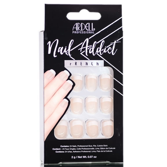 Classic French Tip , Ardell Nail Addict French Artificial Nail Set , Hair Scalp Skin Body - Pack of 3 w/ SLEEK Teasing Comb
