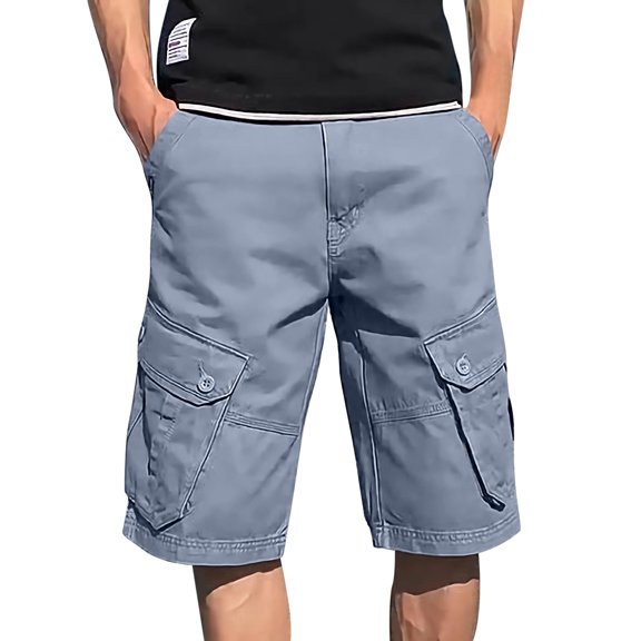 uikmnh Mens Shorts Men's Cargo Shorts Loose Fit Pocket Outdoor Cargo Shorts Cotton Size:38