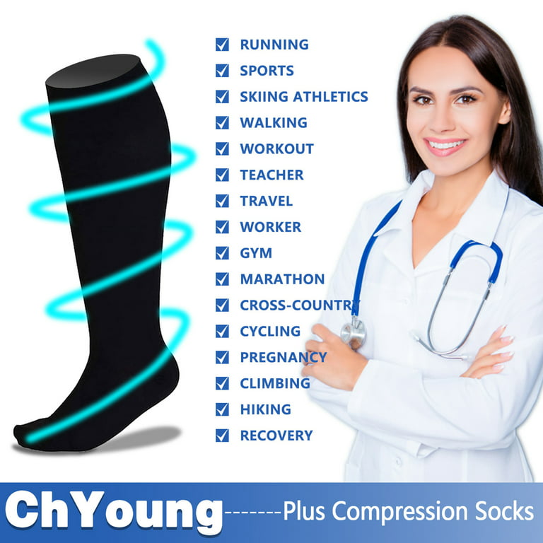 Compression Sock, Elastic Socks in Varicose Vein Calf Sheath For Women and  Men for Running,Nursing,Athletic Sports(Black+L)