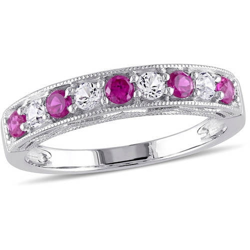4//5 CT TGW Ruby White Sapphire Fashion Ring In Sterling Silver