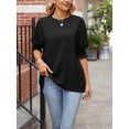 thumbnail image 2 of Cuteduck Women Tops Women's Summer Loose Large Size Round Neck Short Sleeve Solid Color Top Womens Shirt Womens Flowy Tops S-2XL, 2 of 5