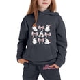 thumbnail image 6 of Girls Coquette Baseball Ghost Bow Grid Halloween Tracksuit, 2Pcs Stretch Polyester Hoodie Jogger Outfit for Kids Holiday Daily Loungewear(Black140), 6 of 6