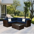 thumbnail image 2 of ENYOPRO 4 Pieces Patio Seating Sets, Brown Wicker Outdoor Furniture Sets with Storage Table and 2.76" Thickness Cushions, Perfect for Poolside Deck Backyard, TE2566, 2 of 9
