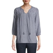 Time and Tru Women's Long Sleeve Peasant Top