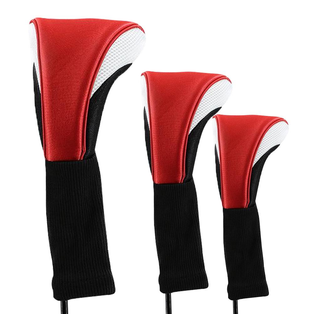 3Pcs Golf Club Head Covers for Fairway Woods Driver Hybrids Long Neck