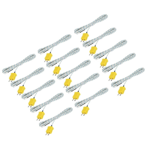 15pcs K Type Thermocouple Mini Connector Temperature Sensor Fiberglass 6.6ft -50 to 400°C(-58 to 752°F)