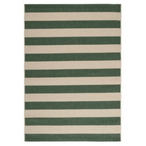 SAFAVIEH Courtyard Ermintrude Striped Indoor/Outdoor Area Rug, Beige/Dark Green, 9' x 12'