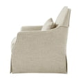 thumbnail image 5 of Martha Stewart London Skirted Swivel Chair - Beige Fabric, 360° Swivel, 28" Wide - Living Room, Bedroom Accent Chair with Metal Base &amp; Foam Filled Cushion, 5 of 8