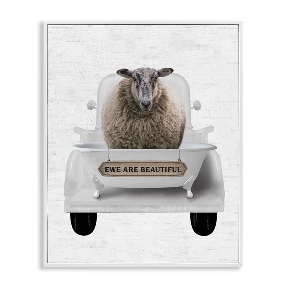 Stupell Industries Eclectic Ewe Are Beautiful Phrase White Framed Giclee Art, 16 x 20, by Lettered and Lined