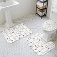 thumbnail image 3 of Green Leaf Bathroom Rugs Set Vintage Spring Green Leaf Branches Plant Birds Non Slip Absorbent Soft Bath Mats 3 Piece Set with Bathroom Rug, U-Shaped Floor Mat, Toilet Seat Cover Large Size, 3 of 9