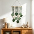 thumbnail image 5 of 10 Leaves Cotton Rope Tassel Tapestry, Boho Chic Aesthetic Wall Hanging Decor, Hand Woven Bohemian Wall Art Ornament for Home Indoor Decoration(Green), 5 of 7