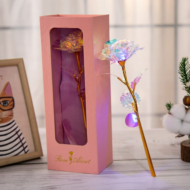 Crystal Rose Pink Box Regalos de cumpleaños para ella Regalo para mamá Regalos para mujer Galaxy Rose Gold Infinity Roses Flower, regalo para ella / Wi Adepaton ZJWJ622