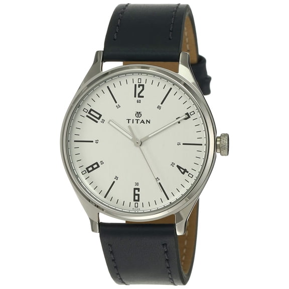 Titan Mens Minimalist Zen Analog Blue Watch: Sleek Leather Strap with Contrast Hands-1802SL02