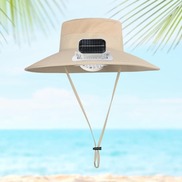 Sombrero de protección solar para niños con ventilador solar recargable sombrero de viaje de verano ajustable multifuncional para niños para niñas Caqui