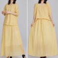 thumbnail image 1 of BEFOKA Robe pour Femme Grande Taille, Liquidation de Robes d'Été pour Femmes, Jupe de Complet Ample et Décontractée d'Été pour Femme à Couleur Unie, Manches Mi-Longues, Col Rond, 1 of 5