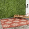 SAFAVIEH Courtyard Jenny Geometric Medallion Indoor/Outdoor Area Rug Red/Natural, 6'7" x 9'6"