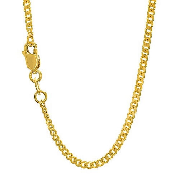 JewelStop 14k Solid Yellow Gold 2 mm Gourmette Chain Necklace, Lobster Claw- 24 Inches, 8.2gr.