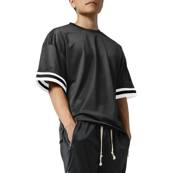 Ma Croix Mens Mesh Shirt Short Sleeve T-Shirt Urban Fashion Hip Hop Crew Neck Tee Sports Activewear