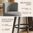 thumbnail image 4 of Dayalane Modern Bar Stools Set of 4, 26" Swivel Counter Height Bar Stools with Barrel Back, Linen Upholstered Barstools with Wood Legs for Kitchen Island, Dining Room, Home Bar，Grey, 4 of 16