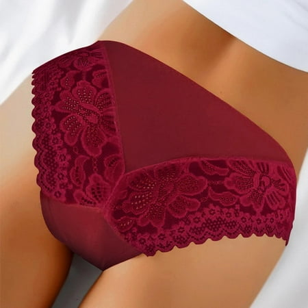

Gubotare Women Panties Lace Women High Waist Seamless Panties Cotton Crotch Abdomen Girls Breathable Seamless Ladies Briefs Red S