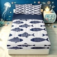 thumbnail image 2 of meiyoeat Cute Ocean Pike Fish Zipper Full Size Comforter Sets with Fitted Sheet and 2 Pillowcases for Girls Boys Girls, Cartoon Line Animal Zipper Bedding Set, Blue Reversible, 4 Pieces, 2 of 7