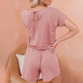 thumbnail image 4 of Baqcunre Jumpsuits for Women Women's Short Sleeved Solid Color Lace Up Drawstring Casual Jumpsuit Shorts Jumpsuits for Women Dressy One Piece Jumpsuits for Women, 4 of 5