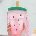 thumbnail image 6 of Large Capacity Cute Water Bottle with Strap and Straw Reusable Plastic Juice Drinking Cup Portable Children Water Cup for Home Parties Travel Indoor and Outdoor Use，Red, 6 of 10