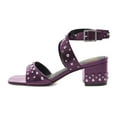 thumbnail image 2 of XYD Women Summer Crossover Buckled Ankle Strap Block Mid Heel Sandals Studs Square Open Toe Pumps Fashion Shoes Size 7 Purple, 2 of 4