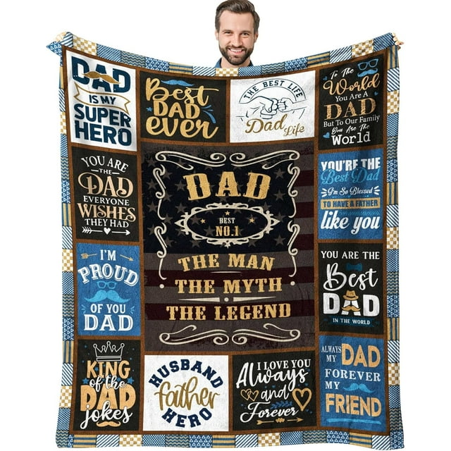 LHSHID Dad Gifts Throw Blanket Birthday Gifts for Dad from Daughter Son Best Dad Ever Gifts Presents for Dad from Kids Dads Birthday Gifts Ideas Gifts for Dad Who Wants Nothing 50"x60"