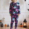 thumbnail image 2 of CAIVO Girls Halloween Pumpkin Print Pajama Set O-Neck Long Sleeve Tops And Pants 2 Piece Sleepwear For Kids, 2 of 4