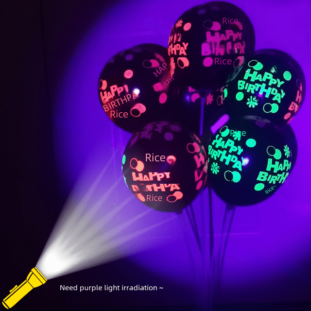 Globo transparente de 12 pulgadas con diseño de estrella de gas fluorescente y lunares, color negro, para decoración de fiestas de cumpleaños