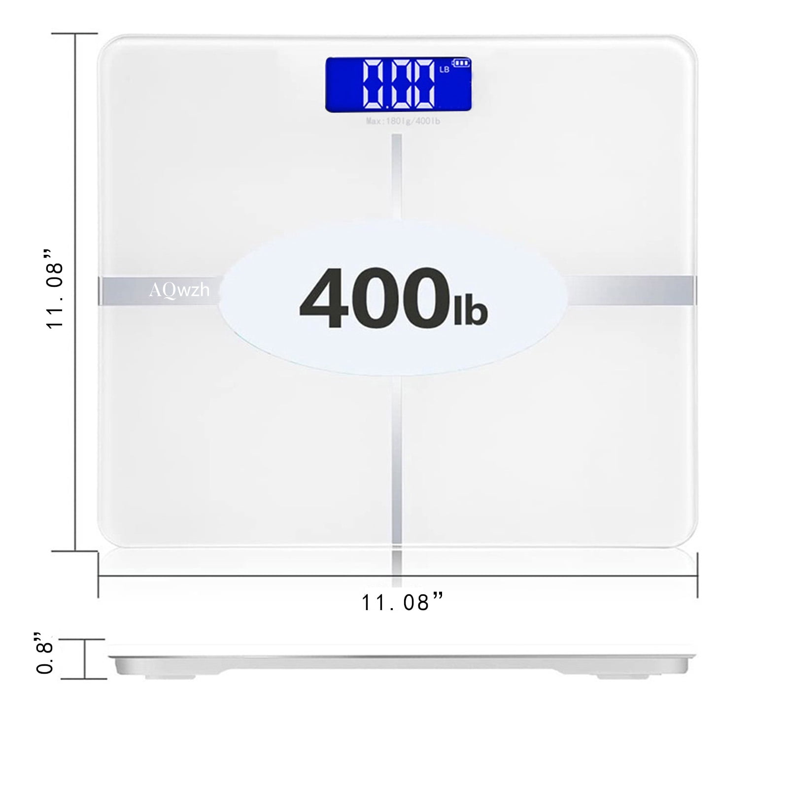 Body Weight Bathroom Scale with Step-On Technology, 396 Lb, Body Tape Measure Included, Silver