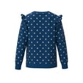 thumbnail image 3 of Cotonly Girls Polka Dot Ruffle Sweatshirt - Classic Blue, Fleece Winter Wear with Glitter Polka Dots, 100% Organic Cotton, Sizes 2T-12 Years, 3 of 3