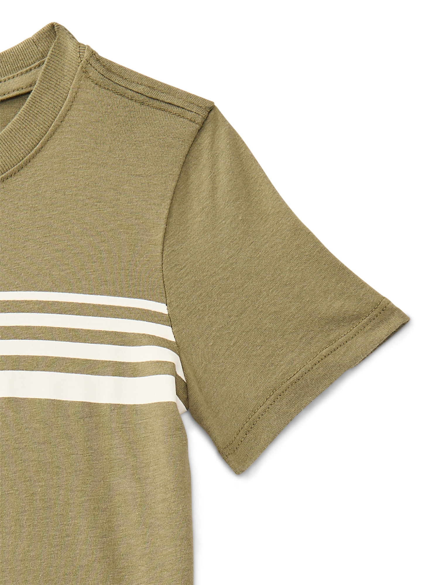 Wonder Nation Toddler Boys Short Sleeve Chest Stripe T-Shirt, Sizes 18M-5T