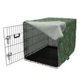 thumbnail image 3 of Botany Dog Crate Cover, Vertical Layout of Fall Foliage Leaves Along Ethnic Motifs Pattern, Easy to Use Pet Kennel Cover for Dogs, 35" x 23" x 27", Dark Seafoam and Green Brown, by Ambesonne, 3 of 6