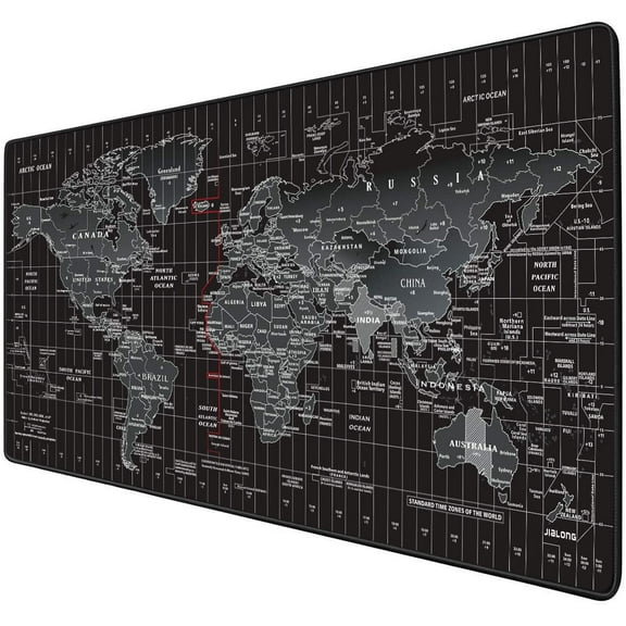 Ludlz Gaming Mouse Pad Large Desk Mousepad with Personalized Design for Laptop, Computer PC - Black World Map
