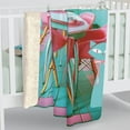 thumbnail image 1 of Atomic Kitty Cat Sherpa Fleece Blanket Mid Century Modern Retro Design | Cozy, 1 of 6