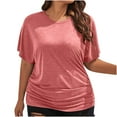 thumbnail image 2 of Summer Xunlbb Womens Plus Size Shirts Tops Short Sleeved Solid Color Casual Loose Fitting Women's Top Gift for Her, S-3XL, 2 of 6