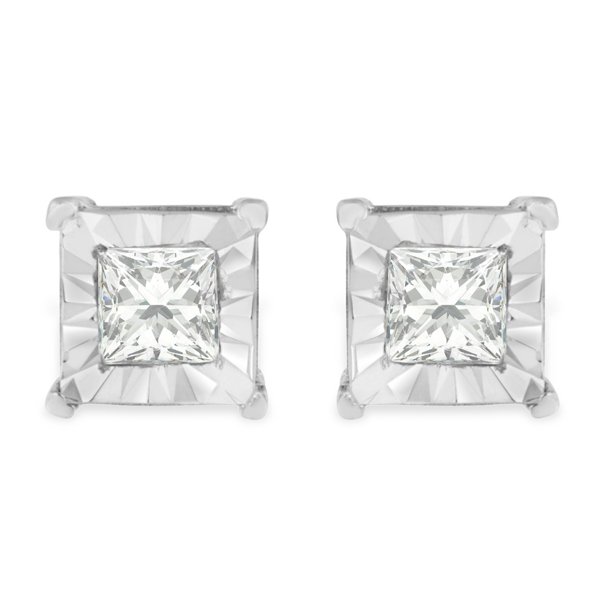 Original Classics - Sterling Silver 0.5ct TDW Princess Cut Diamond Stud ...