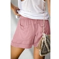thumbnail image 2 of Pantalones cortos de verano para mujer, cintura elástica, cierre de cordón, cintura media, pantalones cortos de estilo casual con bolsillos laterales, rosa M, 2 of 4