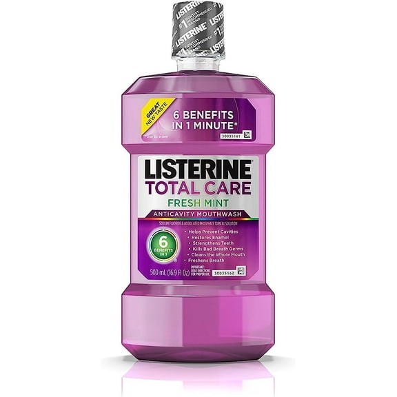 Listerine Total Care Anticavity Mouthwash Fresh Mint, 500ml, 2 Pack