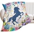 thumbnail image 5 of Unicorn Blanket for Girls Women Unicorn Gifts Unicorn and Floral Throw Blanket for Kids Adults Ultra Soft Cozy Fleece Blanket for Couch Sofa ​Bed 40"x50", 5 of 6