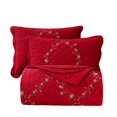 thumbnail image 1 of Juego de ropa de cama Vctops Full/Queen, juego de colcha de algodón con estampado floral rojo, 1 of 7